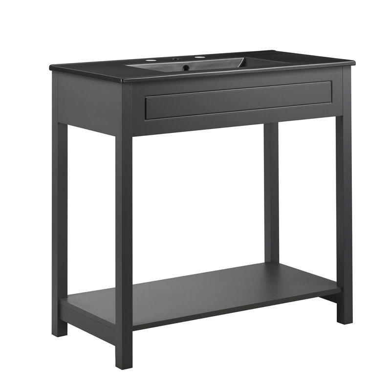 Modway Altura 36" Bathroom Vanity, Gray, Black