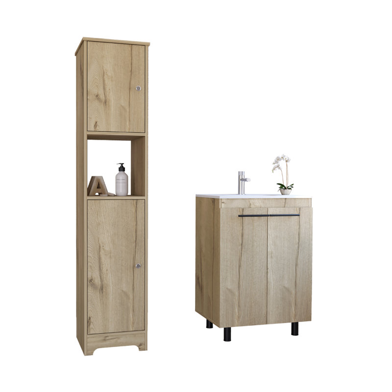 Ensemble de salle de bain 2 pièces Hartford, armoire à linge + meuble-lavabo