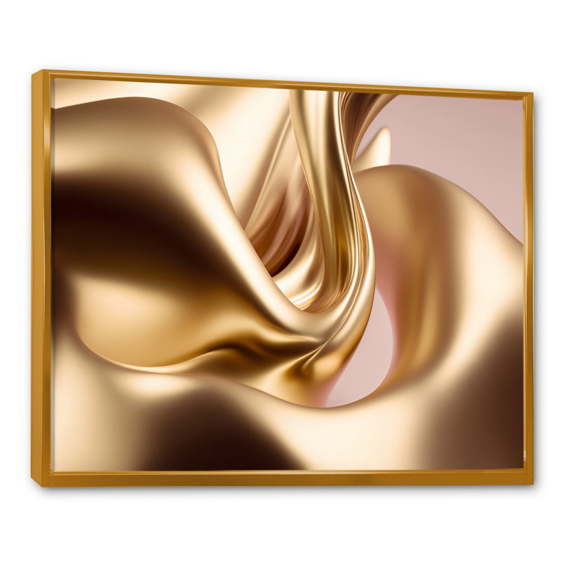 Genesis - Abstract Liquid Ink Canvas Prints, 32" W x 24" H, Gold Floater Frame Canvas
