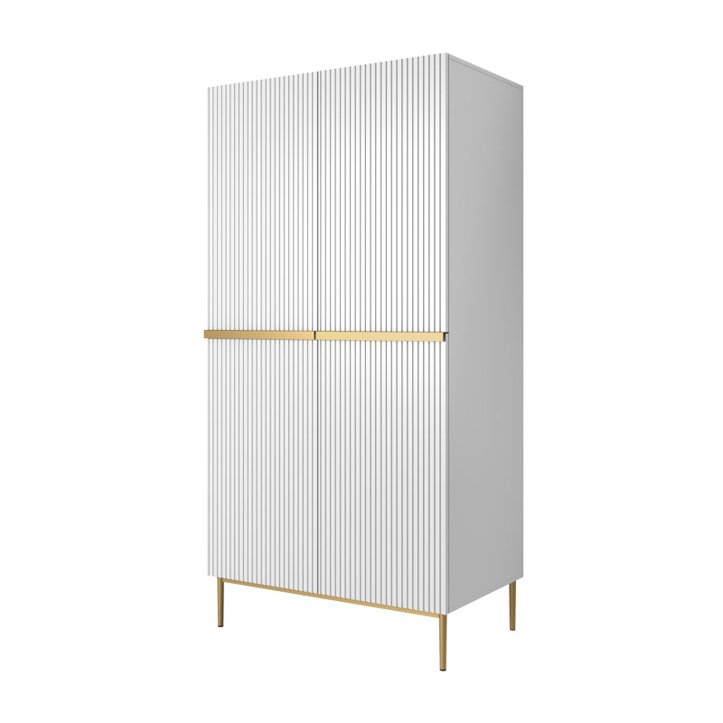 Alhowra 2 Door Manufactured Wood Wardrobe, White/Gold