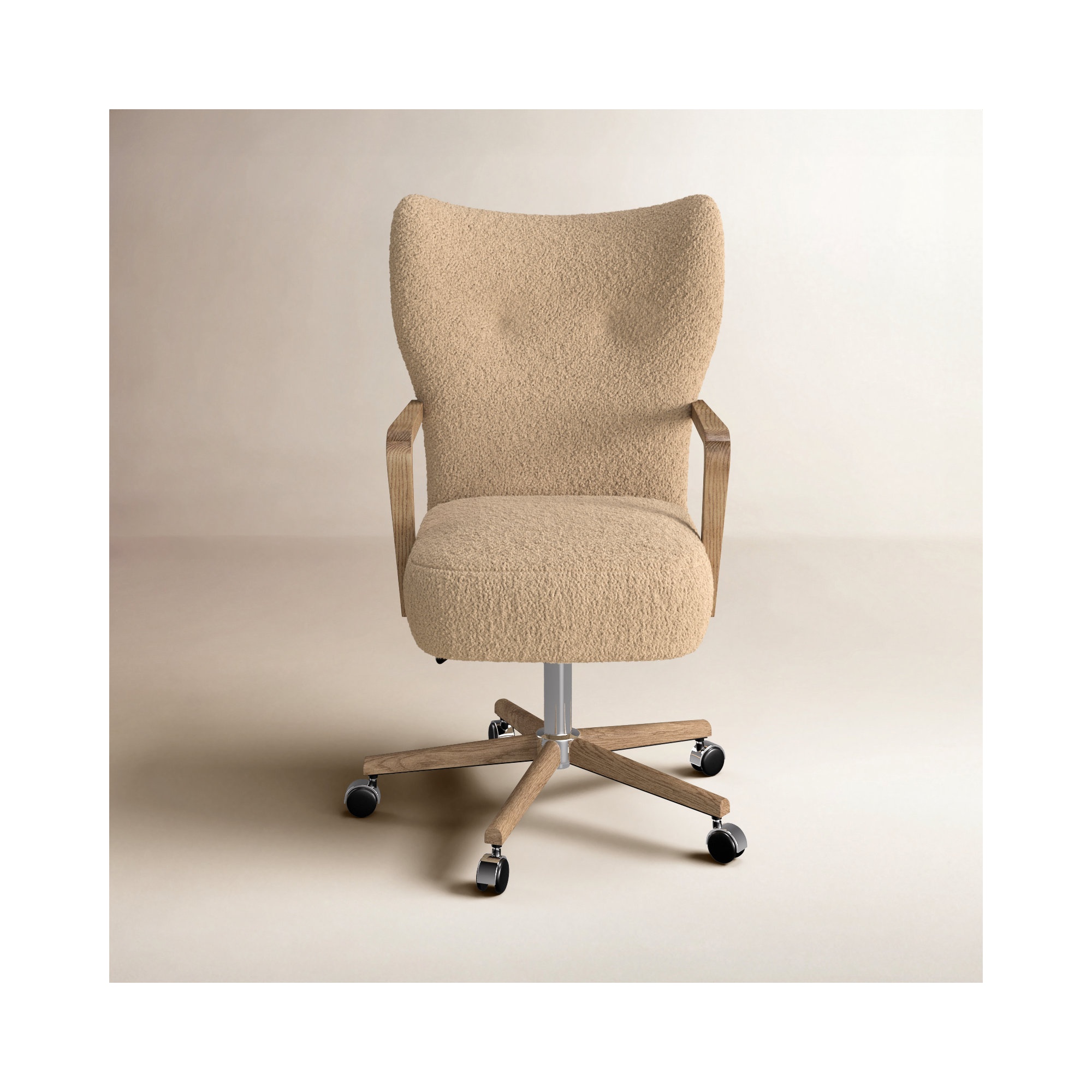 Billinghurst Swivel Office Chair, Sheepskin Camel