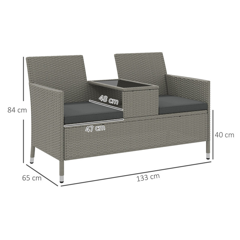 133cm Wide Patio Sofa with Cushions