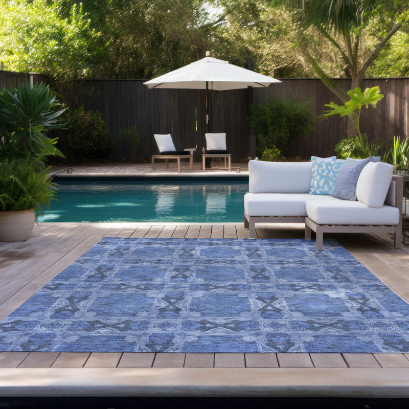 Floral Indoor / Outdoor Rug, Rectangle 9' x 12'