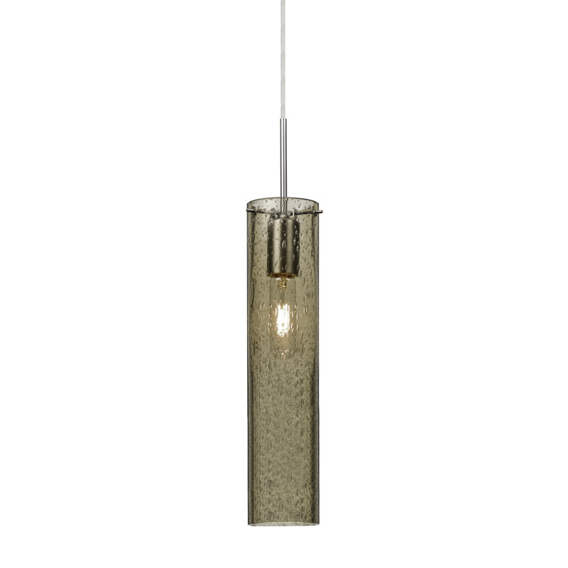 Cattalina 1 - Light Single Pendant, Satin Nickel, 10" H x 3.5" W x 3.5" D, Latte