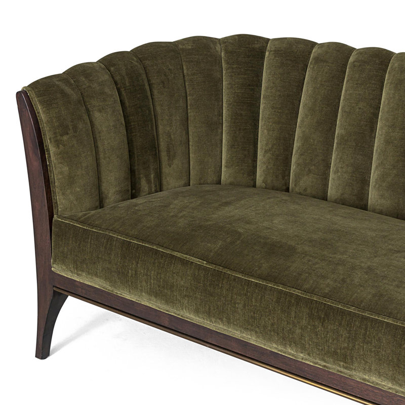 Channel Back Sofa-Silversmith, Moss Velvet