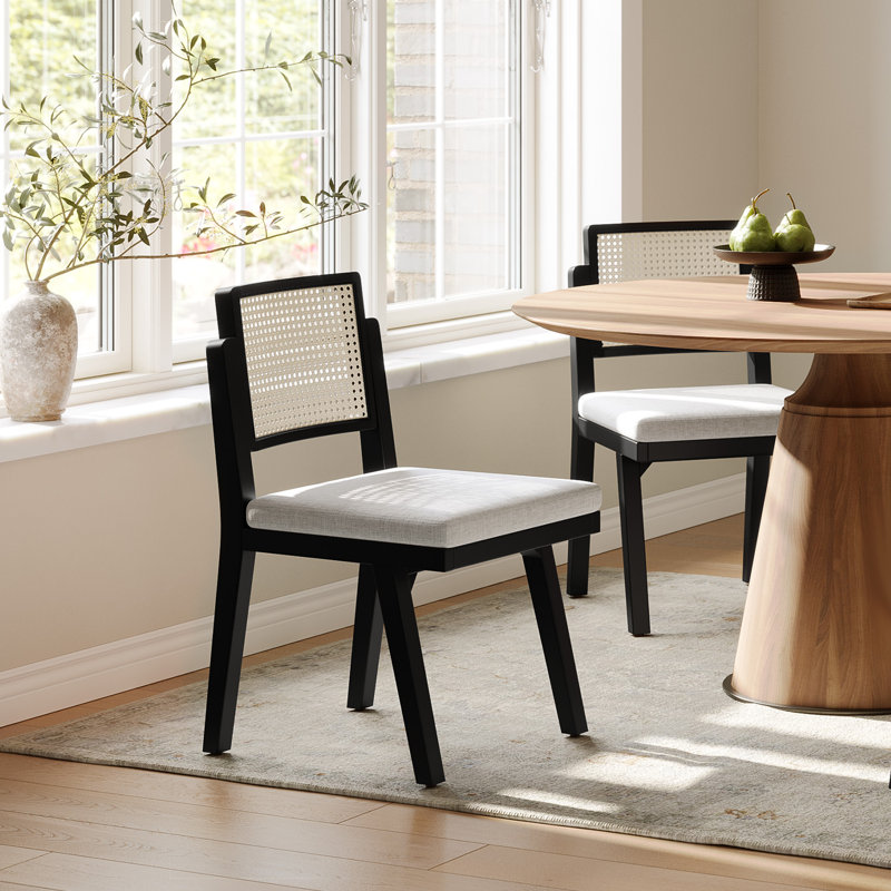 Amadou 19" 2-Person Rattan Side Chair, Black