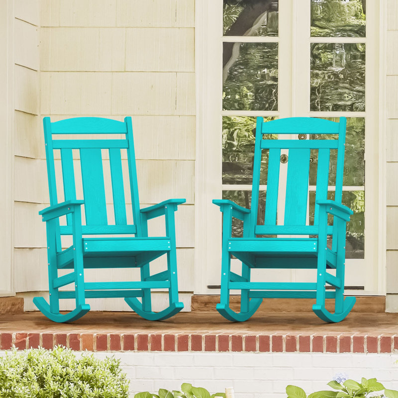 Chaise berçante d'extérieur Diyanna, Bleu Aruba
