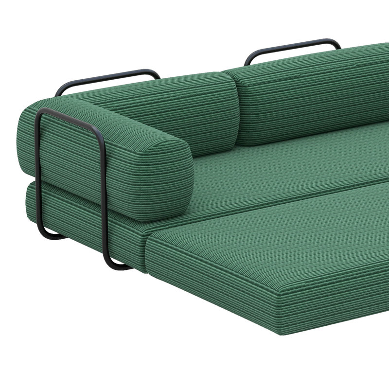 Canapé-lit modulaire en L en velours côtelé, Vert