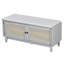 Banc en rotin pour hall d'entrée avec rangement, banc à chaussures rembourré avec portes doubles, banc de rangement pour chaussures en bois-173838257