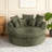 61''W Chenille Large Round Accent Sofa, Modern Sleeper Sofa, No Assembly Required-1913970776