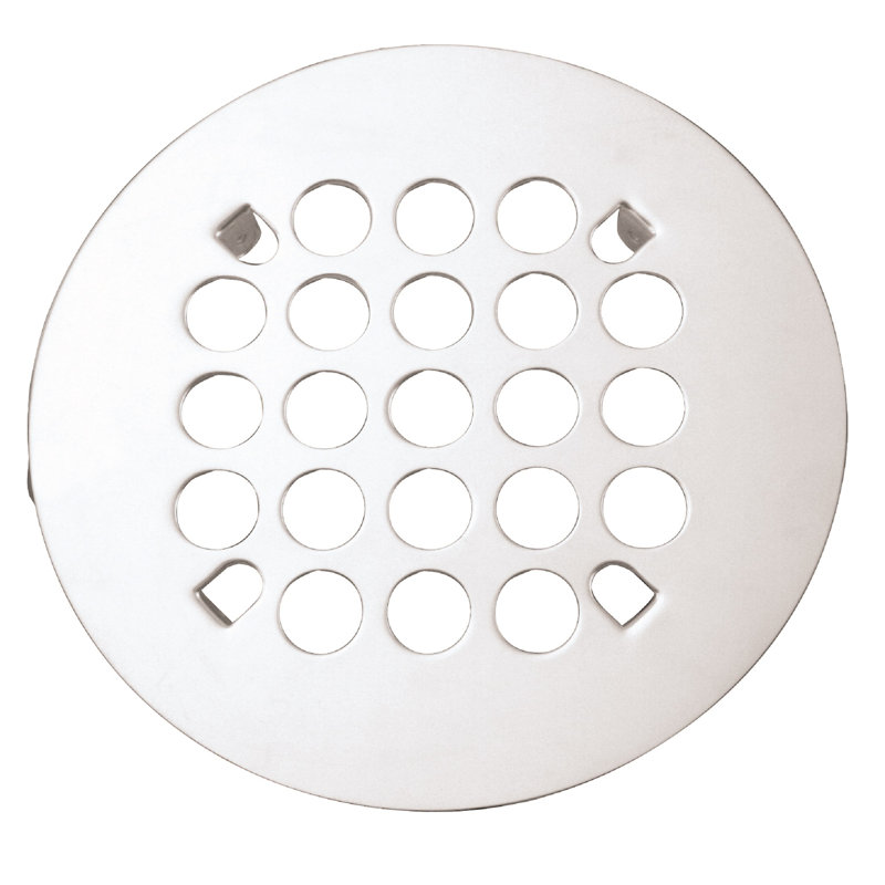 4-1/4" OD Florestone Style Brass Snap-In Shower Grid Drain Cover, Powder Coat White