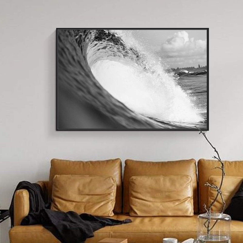 Impressions sur toile nautiques pour la chambre à coucher Coastal Beach H09, Cadre flottant noir, H 24 po x l 36 po