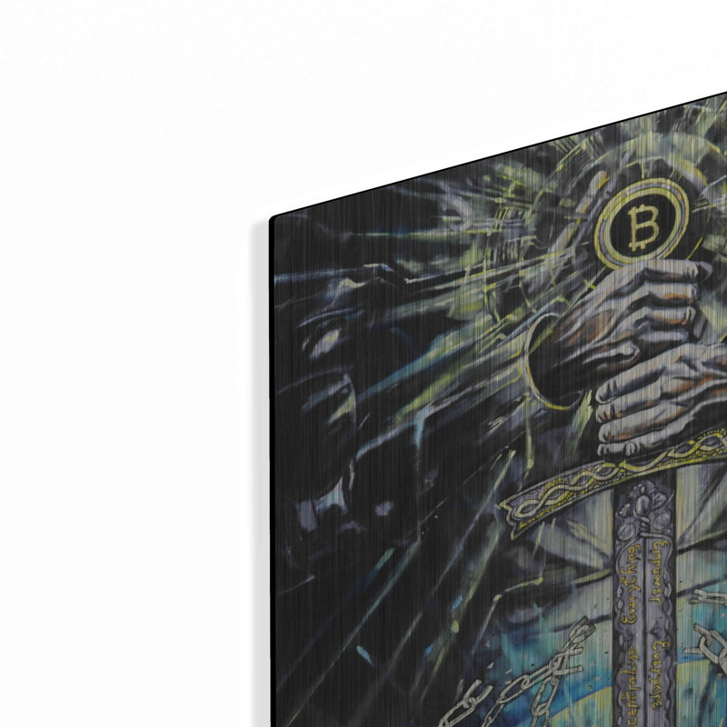 Trinx «Bitcoin Knight» par Jan Kasparec, art mural en métal, 12 po x 12 po