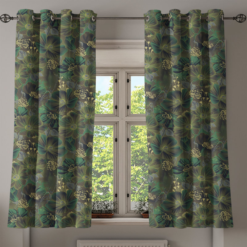 Rideau à oeillets à motif floral Dakota Fields 50 po x 63 po Jade, L 50 po x L 63 po