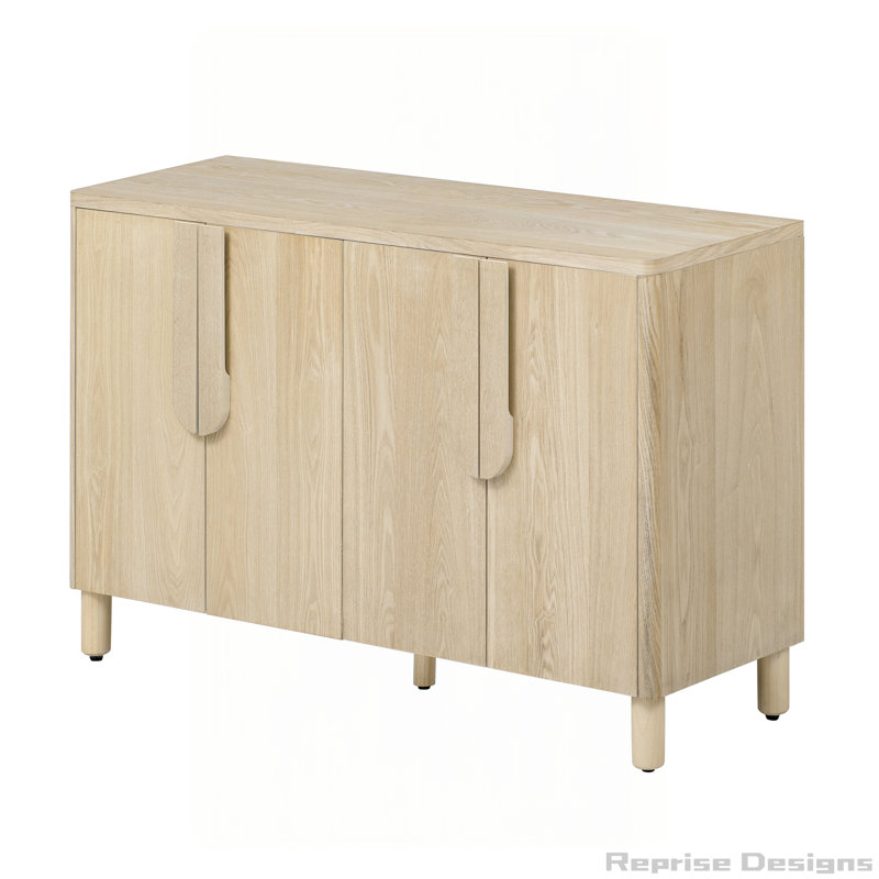 4-Door Wood Sideboard Cabinet with Storage and Adjustable Shelves, Natural