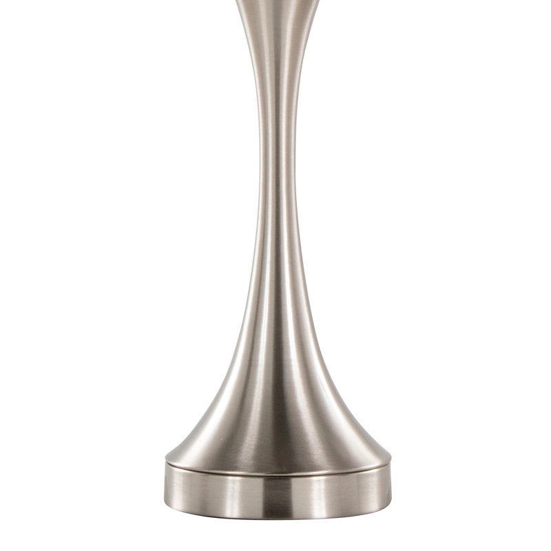 Lampe de table contemporaine 25 po en métal nickel brossé avec abat-jour en lin gris et port USB intégré - ensemble de 2