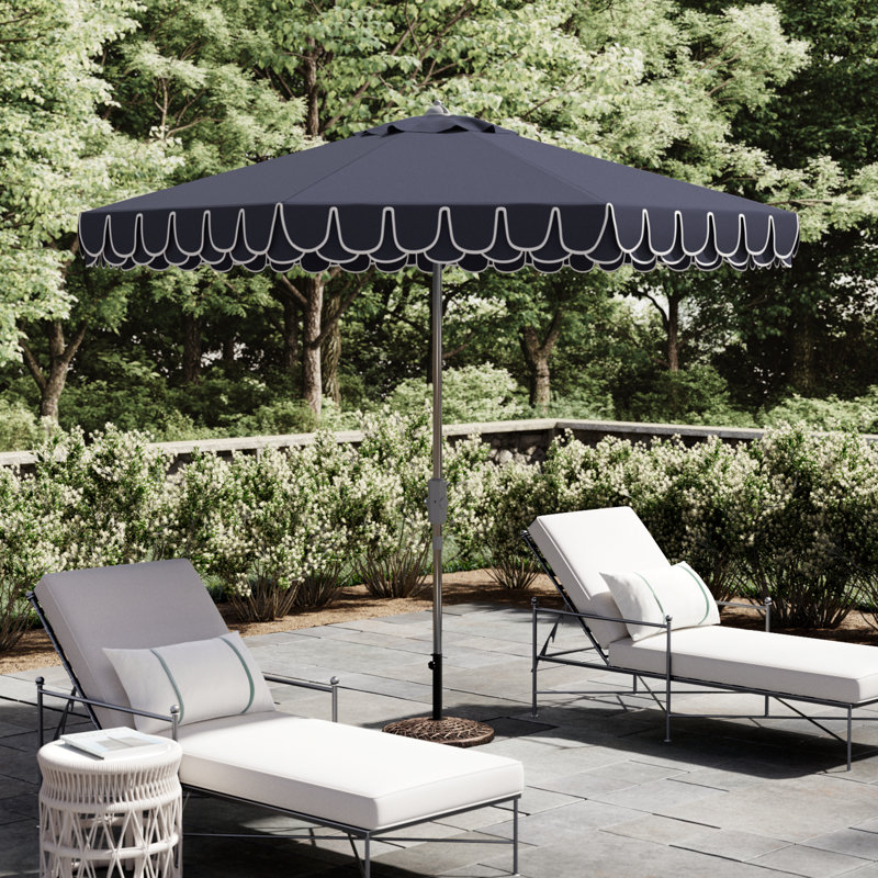 Iago Outdoor Umbrella, Navy/White, Chrome