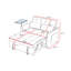 Lit convertible en velours gris - table d'appoint et pieds modernes en plastique avec table et siège, sans effort, 3 niveaux de confort réglables, accoudoirs fonctionnels
