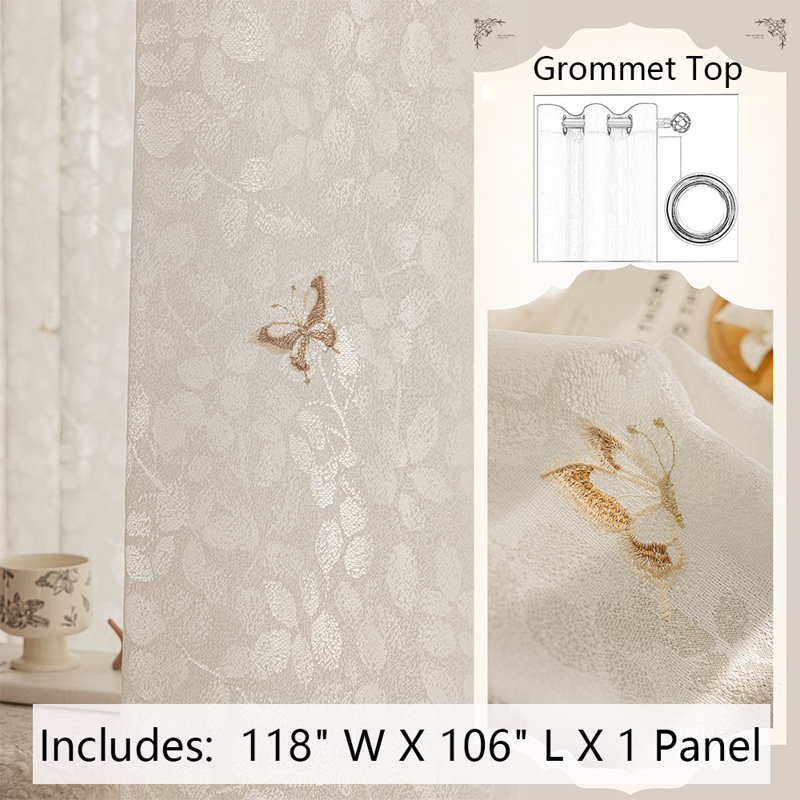 Semi Sheer Curtains For Living Room Bedroom Window Curtain 1 Panel, 118" W x 106" L