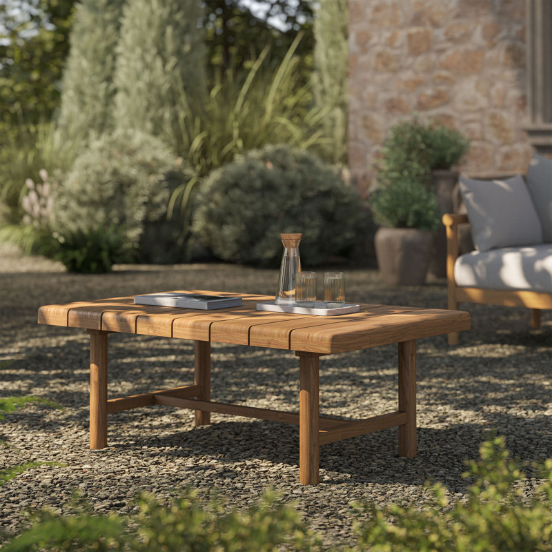 Table basse d'extérieur en bois de teck naturel Eleni, Natural
