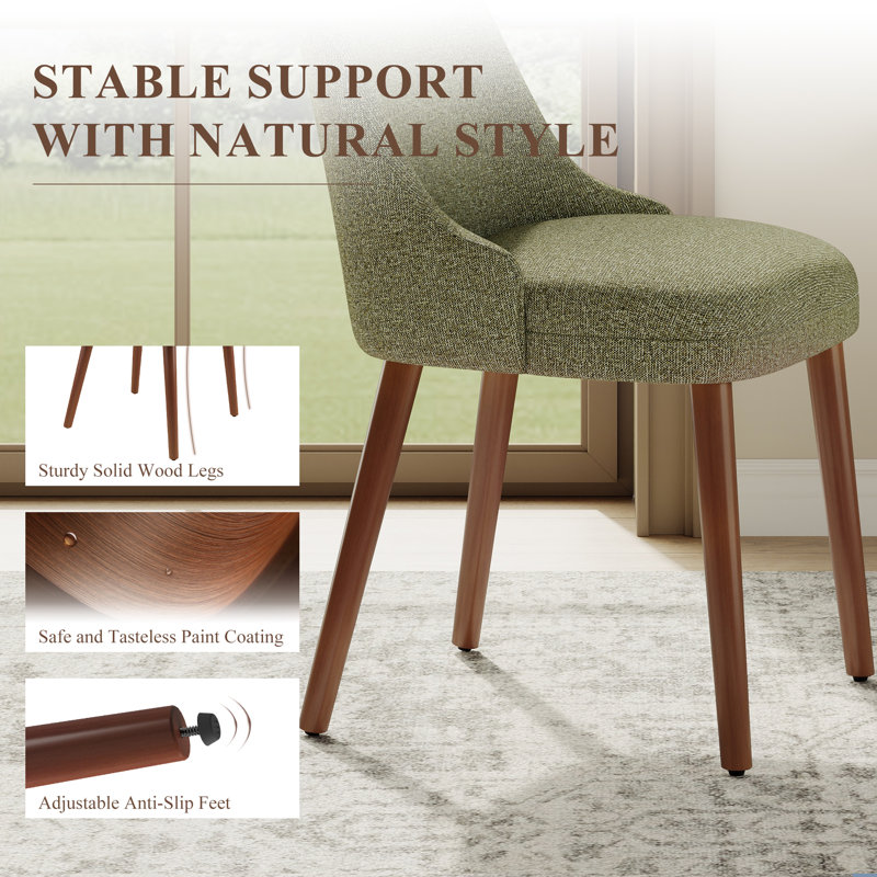 50.5cm H Fabric Upholstered Upholstered Back Side Chair in Grey, Green