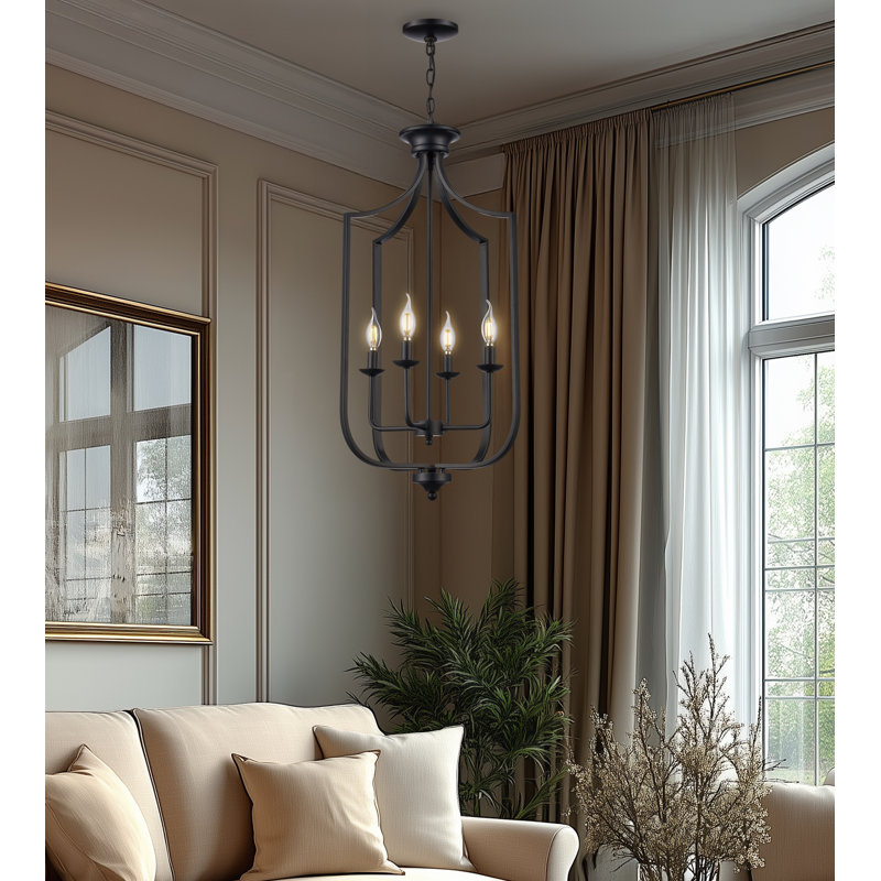 Rayna 4-Light Chandelier, Matte Black, Large