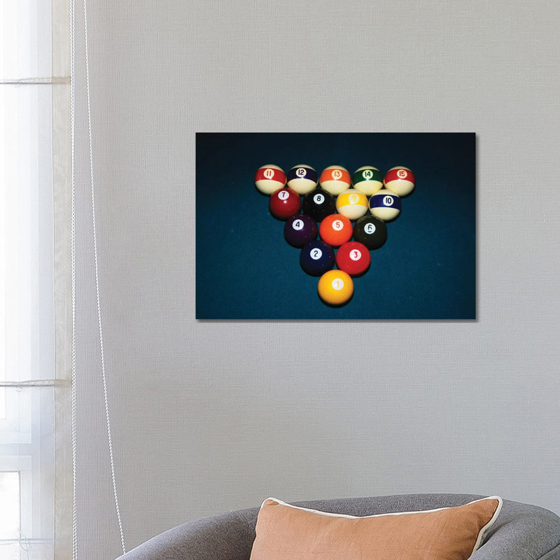 Billiard Balls Racked Up On Pool Table by Vintage Images - Wrapped Canvas Painting, 66.04 cm H x 45.72 cm W x 3.175 cm D