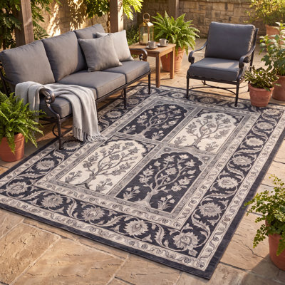 Tapis Pitchstone traditionnel style persan audacieux, gris ivoire et beige, antidérapant, à poils courts, pour intérieur et extérieur, adapté aux animaux domestiques, salon, chambre, salle à manger, entrée, couloir, bureau, couleur anthracite, idéal pour les zones de passage intensif, facile à nettoyer, imprimé, ultra doux, à bords ourlés et lavable.
