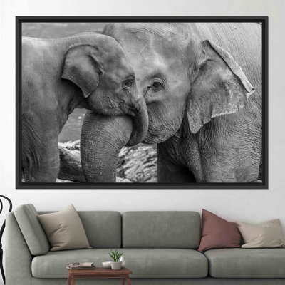 Décoration murale de style campagnard avec éléphanteau et maman pour bureau