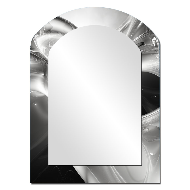 Miroir mural gris gris en acier abstrait noir Serenade III, 34 po x 25 po