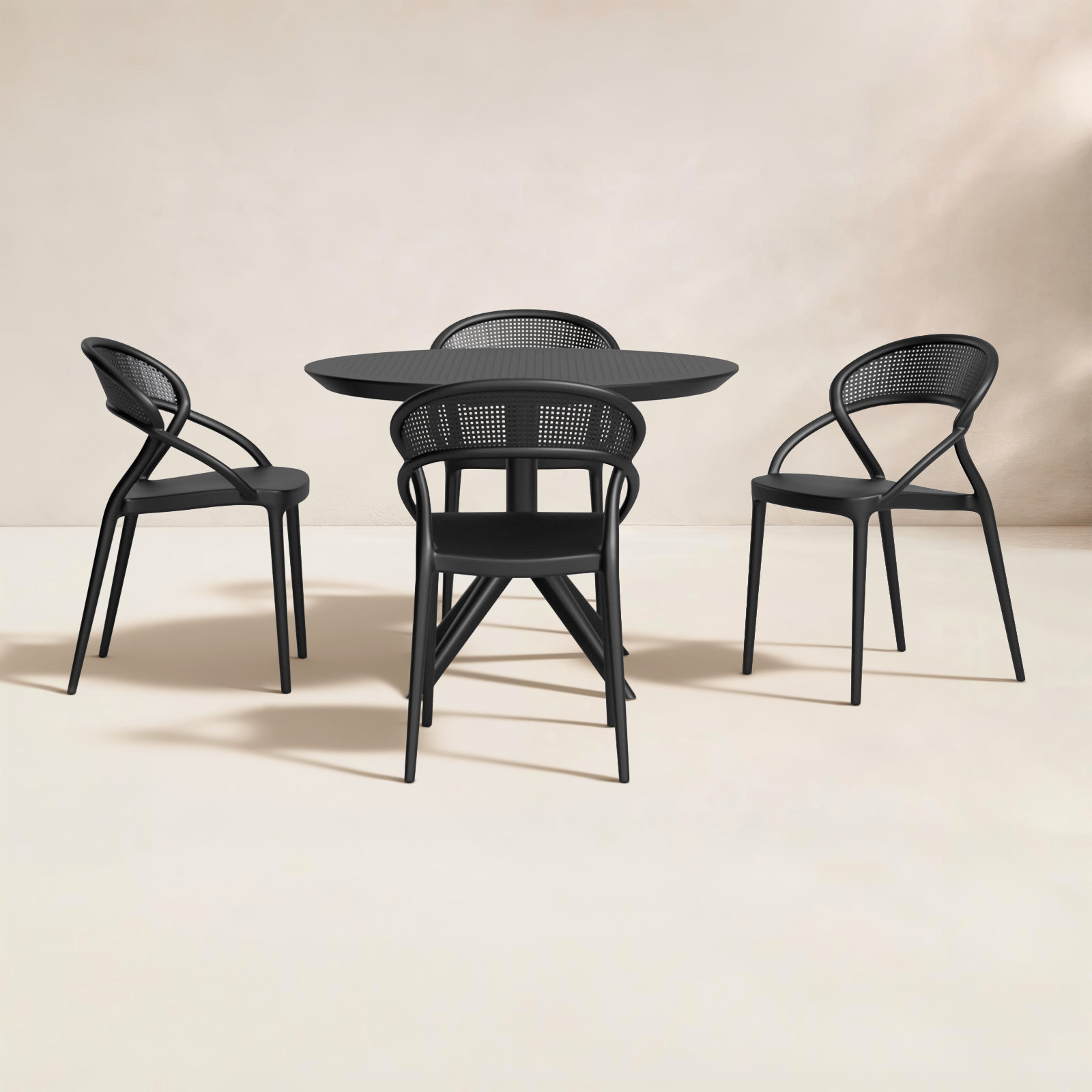 Farrah 41" Patio Dining Set, Black