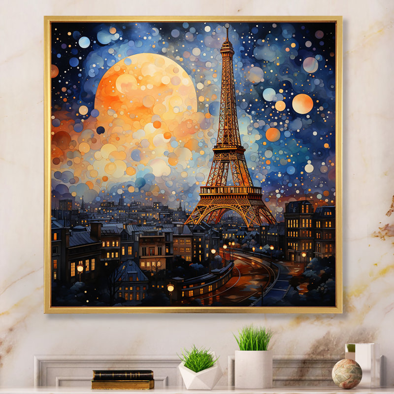 «Paris City of Lights V», reproduction sur toile, H 16 po x l 16 po x P 1 po, Cadre doré à une seule photo