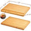 Grande planche à découper en bois de bambou 17 x 12,6 po, 3 compartiments, rainures pour jus