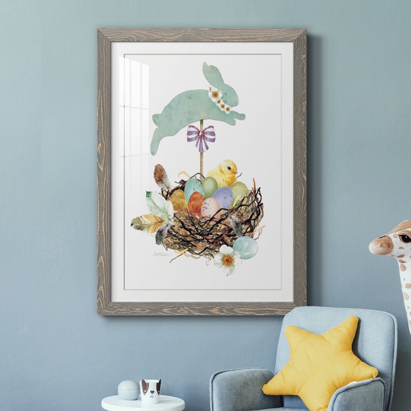 Bunny Hop - impression encadrée, H 31,5 po x l 23,5 po x P 1,5 po, Toile avec cadre gris