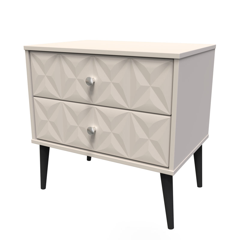 Pixel 58cm W Manufactured Wood Bedside Table, Beige