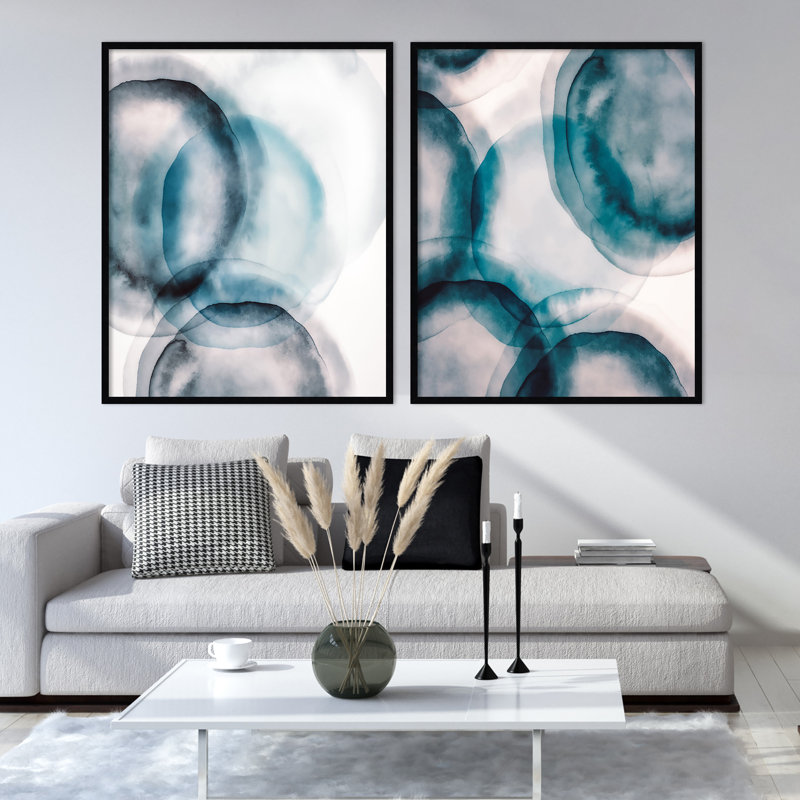 «Mulberry Watercolor Dots Duo - lot de 2» par Amy Lighthall, reproduction d'art encadrée, Noir, H 41 po x l 69 po