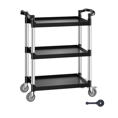 Heavy Duty Utility Cart 500 lbs Capacity 3-tier Service Cart with Wheels