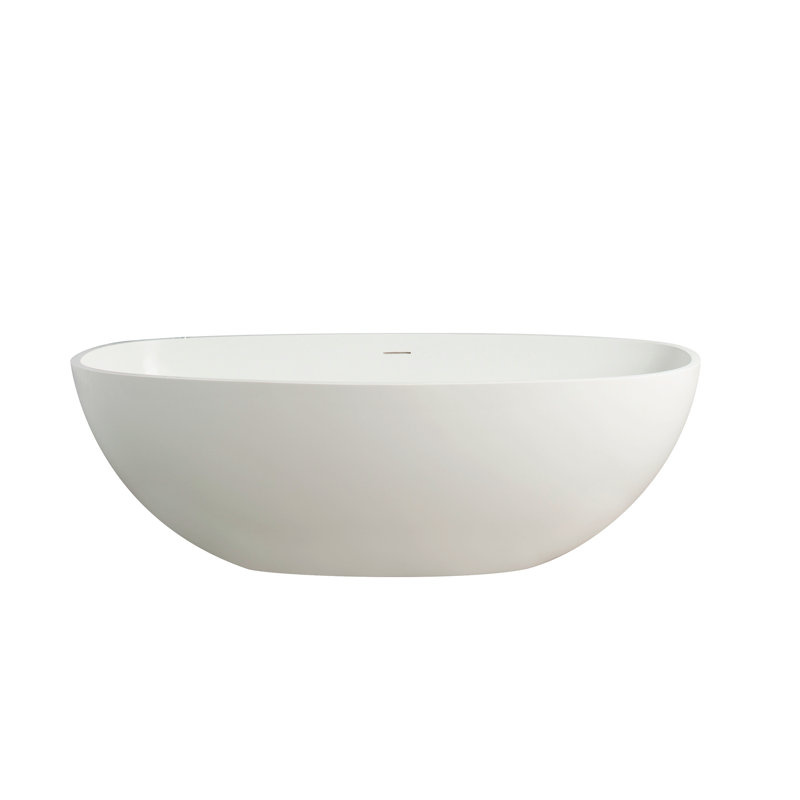Baignoire de trempage autoportante 65,2 pouces, Blanc mat