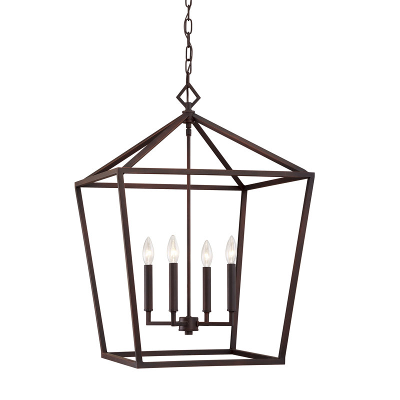 Lustre géométrique à 4 lumières Poisson, Bronze, H 28,5 po x l 20 po x P 20 po