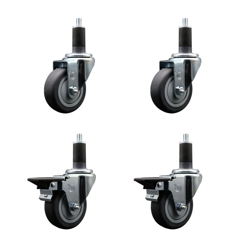 Ensemble de roulettes extensibles en caoutchouc et en caoutchouc thermoplastique 2 roues SCC PLB 3,5 po x 1-1 / 4 po