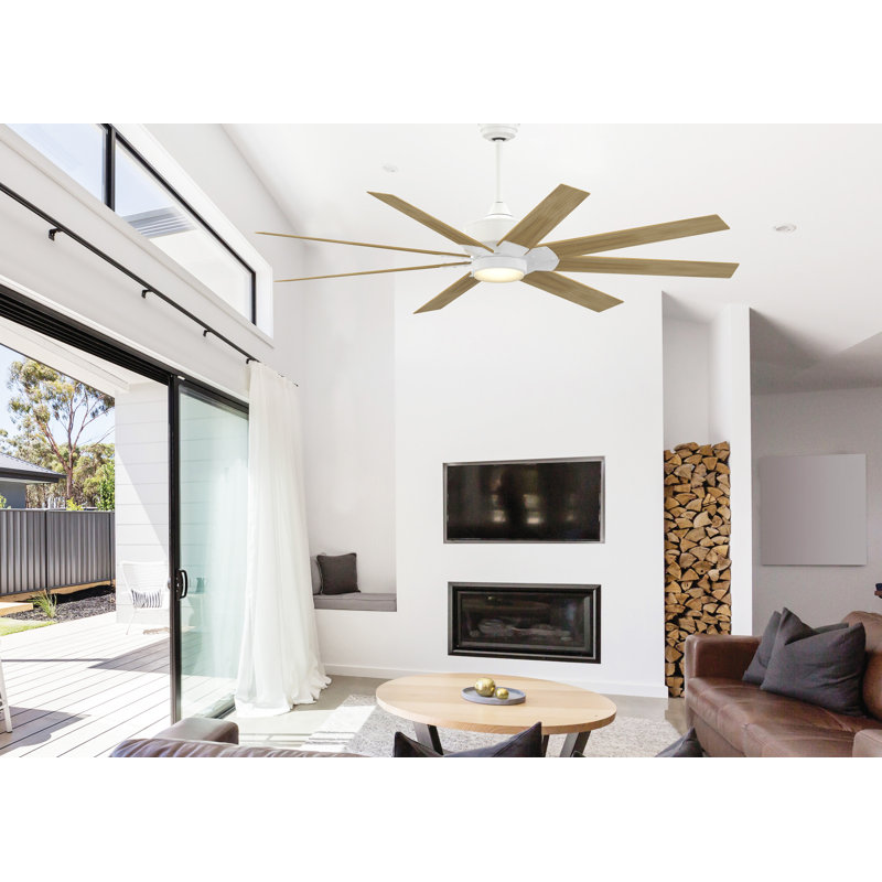 Levon Custom Indoor/Outdoor Smart Ceiling Fan DC Motor- Matte White, Matte White