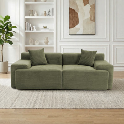 Canapé modulaire Cloud, grands canapés modulaires 2 places pour le salon, canapé modulaire Cloud Cloud, mousse à mémoire de forme, causeuse très profonde, sans assemblage, vert