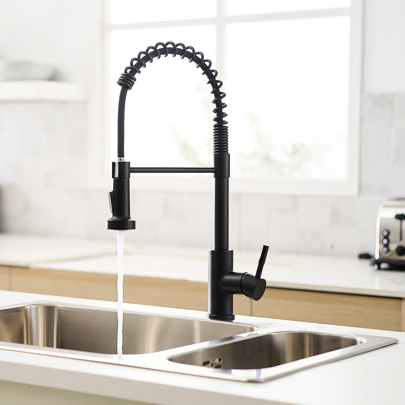 Robinet de cuisine noir mat, douchette extractible, levier simple, robinet à eau uniforme avec nettoyage efficace, Noir mat