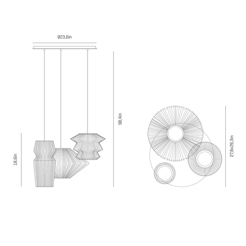 Ura 3-Light Chandelier