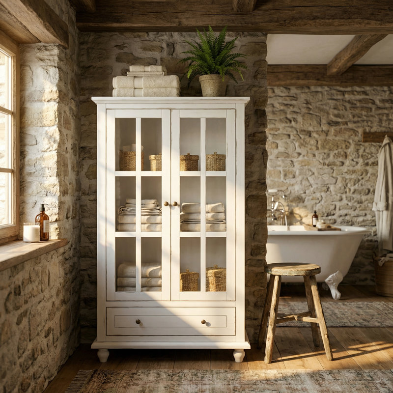 Airil Freestanding Bathroom Cabinet, Blanc