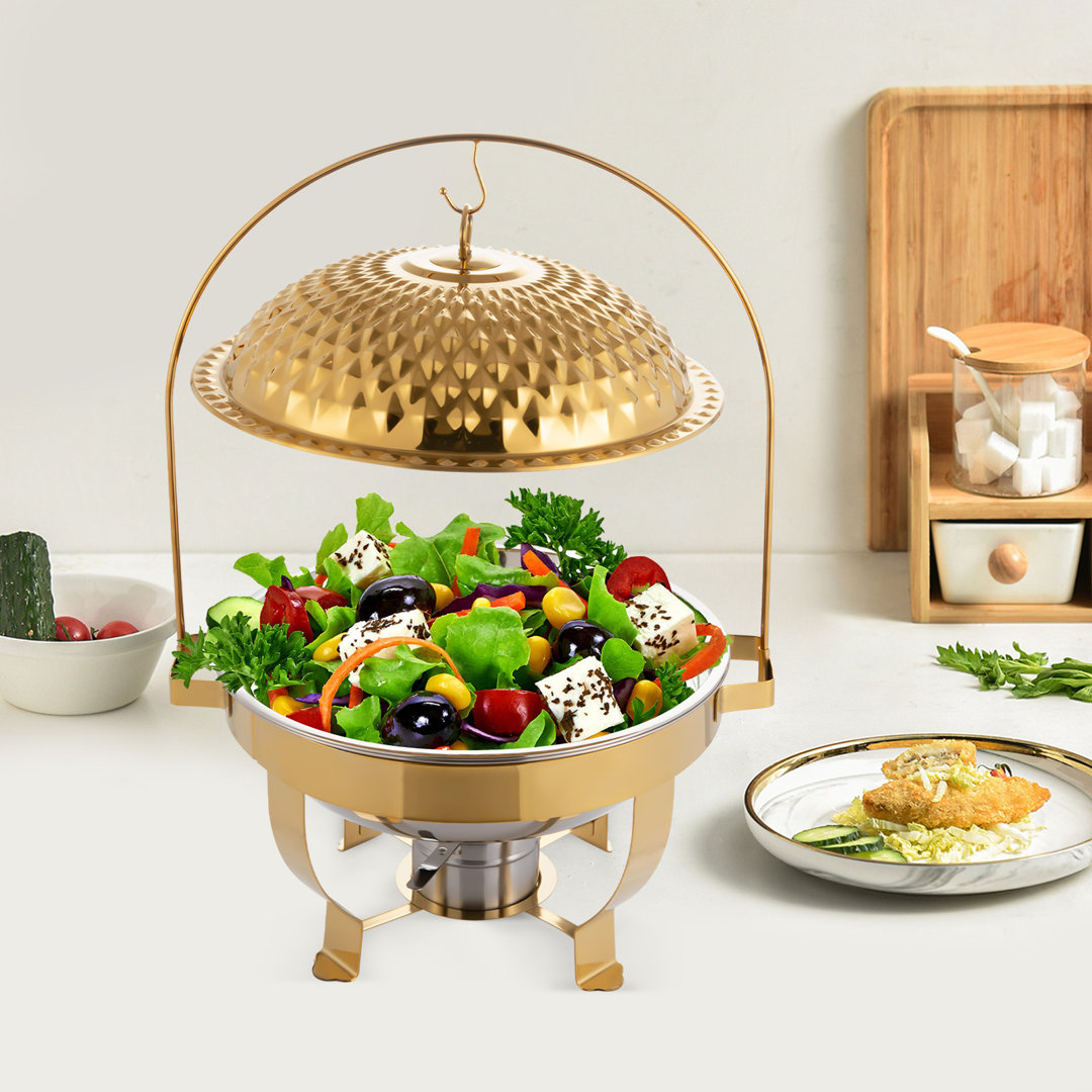 6 Quarts Stainless Steel Oval Chafing Dish with Fuel Holder Mercer41 