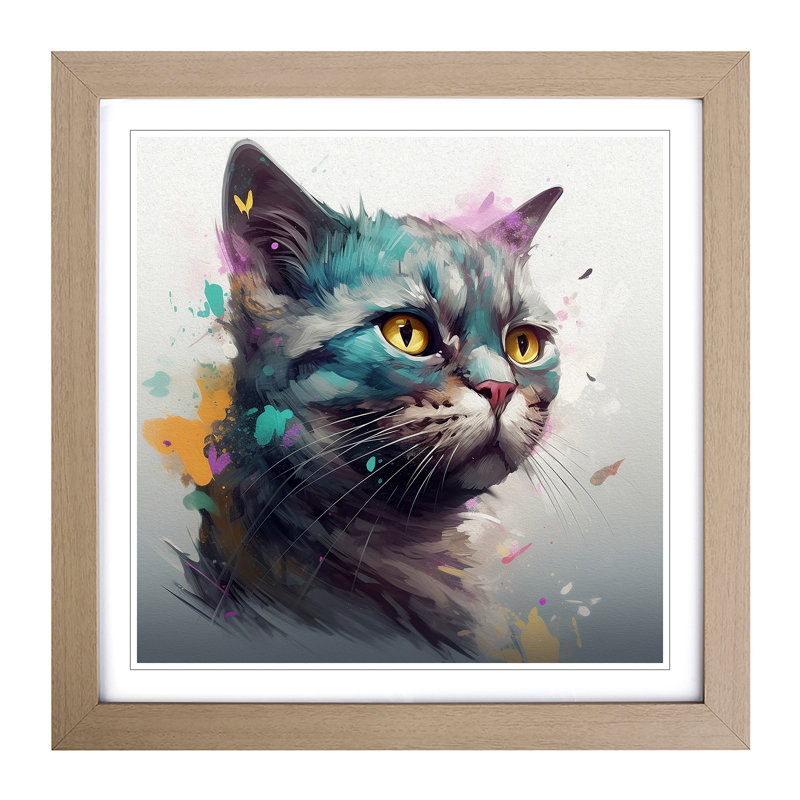 Cat Conceptual Art No.1 - Framed Print, Oak