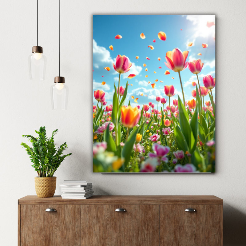 Art mural en verre trempé Tulip Field, 40" H x 30" W