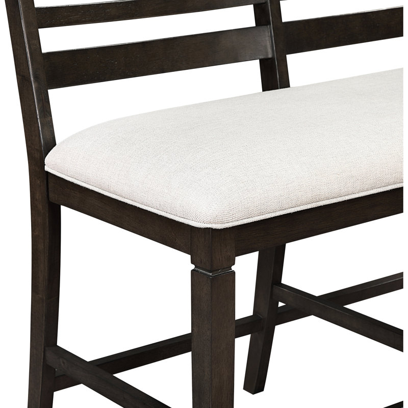 Banc 1 pièce à hauteur de comptoir - Style classique, structure en bois avec dossier, siège rembourré