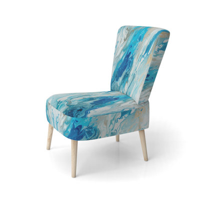 Blue and White Embracing The Unknown I - Upholstered Contemporary Side Chair, Blue Accent Chair
